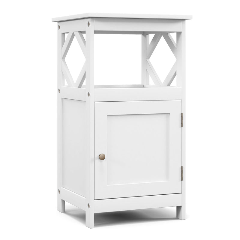 Single Door Storage Cabinet with Open Compartment for Home Living