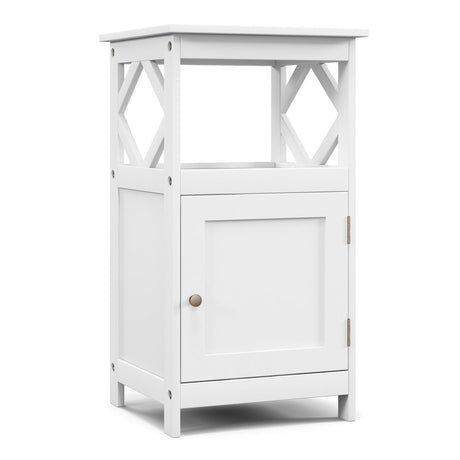 Single Door Storage Cabinet with Open Compartment for Home Living