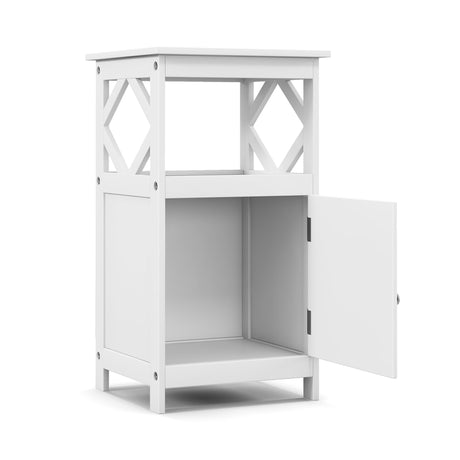 Single Door Storage Cabinet with Open Compartment for Home Living