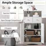 Bathroom Floor Cabinet with 2 Doors and 2 Adjustable Shelves for Bathroom-White