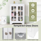Freestanding Display Storage Cabinet with 2 Glass Doors and Adjustable Shelves-White