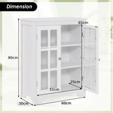 Freestanding Display Storage Cabinet with 2 Glass Doors and Adjustable Shelves-White