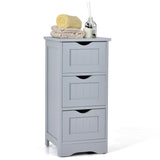 Bathroom Wooden Free Standing Storage Side Floor Cabinet Organizer-3-Tier.-Gray
