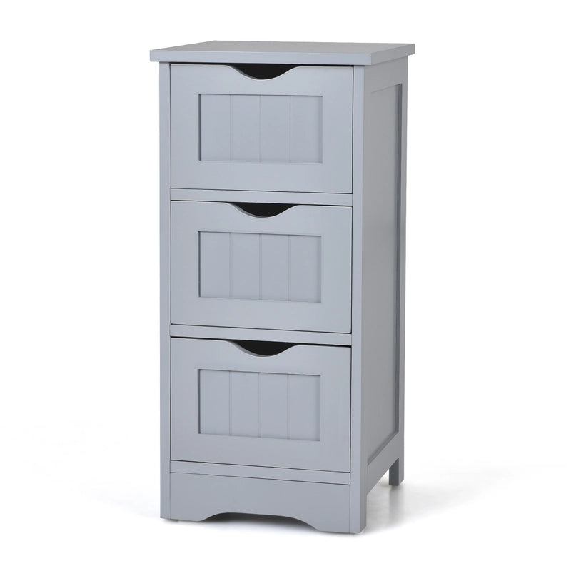 Bathroom Wooden Free Standing Storage Side Floor Cabinet Organizer-3-Tier.-Gray