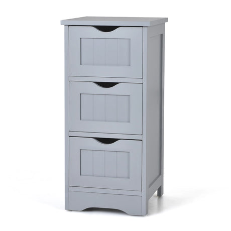 Bathroom Wooden Free Standing Storage Side Floor Cabinet Organizer-3-Tier.-Gray