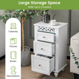 3-Drawer Freestanding Bathroom Storage Cabinet with Anti-toppling Device-White