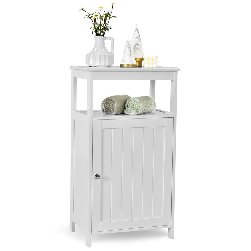Bathroom Floor Cabinet with Adjustable Shelf-White