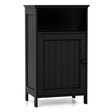Bathroom Floor Single Door Side Cabinet with Open Compartment-Black