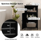Bathroom Floor Single Door Side Cabinet with Open Compartment-Black