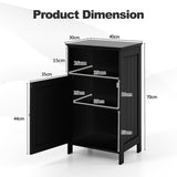 Bathroom Floor Single Door Side Cabinet with Open Compartment-Black