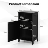 Bathroom Floor Single Door Side Cabinet with Open Compartment-Black