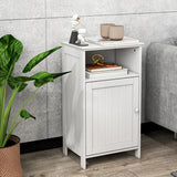 Bathroom Freestanding  Adjustable Shelf Floor Storage Cabinet-White