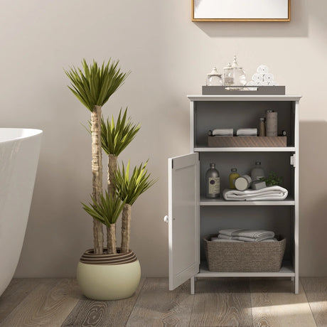 Bathroom Freestanding  Adjustable Shelf Floor Storage Cabinet-White