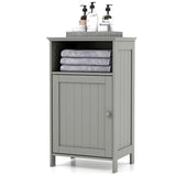 Bathroom Freestanding  Adjustable Shelf Floor Storage Cabinet-Gray