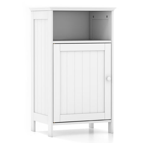 Bathroom Freestanding  Adjustable Shelf Floor Storage Cabinet-White