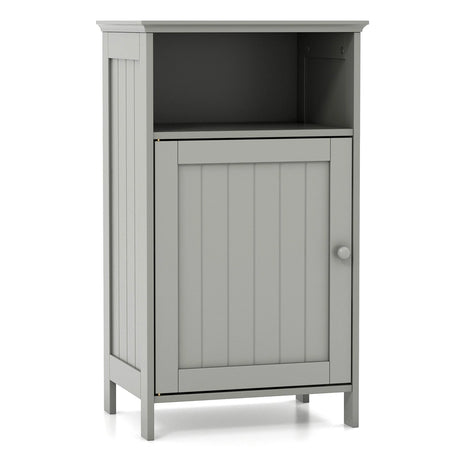 Bathroom Freestanding  Adjustable Shelf Floor Storage Cabinet-Gray