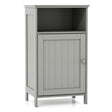 Bathroom Freestanding  Adjustable Shelf Floor Storage Cabinet-Gray
