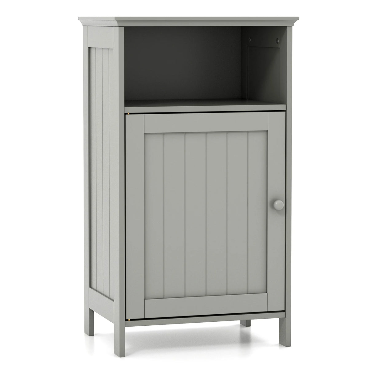 Bathroom Freestanding  Adjustable Shelf Floor Storage Cabinet-Gray
