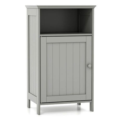 Bathroom Freestanding  Adjustable Shelf Floor Storage Cabinet-Gray
