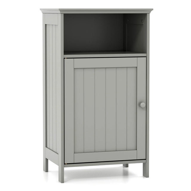 Bathroom Freestanding  Adjustable Shelf Floor Storage Cabinet-Gray