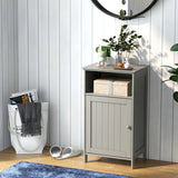 Bathroom Freestanding  Adjustable Shelf Floor Storage Cabinet-Gray