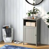 Bathroom Freestanding  Adjustable Shelf Floor Storage Cabinet-Gray