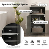 Bathroom Freestanding  Adjustable Shelf Floor Storage Cabinet-Gray