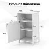 Bathroom Freestanding  Adjustable Shelf Floor Storage Cabinet-White