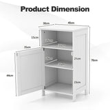 Bathroom Freestanding  Adjustable Shelf Floor Storage Cabinet-White