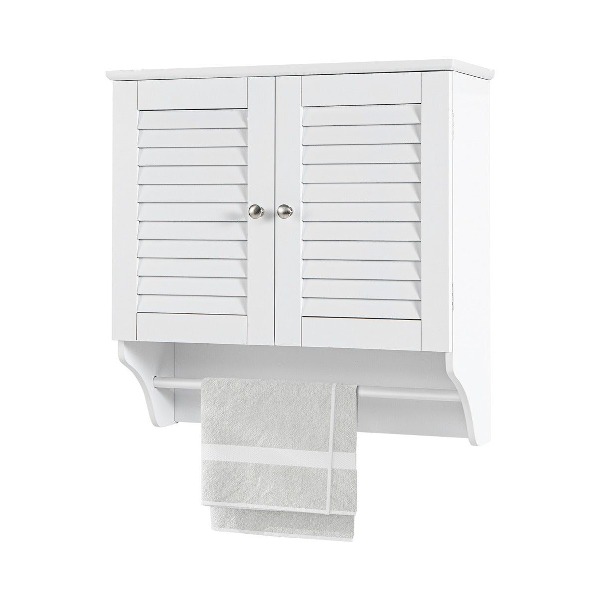 Bathroom Medicine Cabinet with Height Adjustable Shelf and Towels Bar