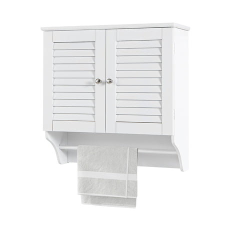 Bathroom Medicine Cabinet with Height Adjustable Shelf and Towels Bar