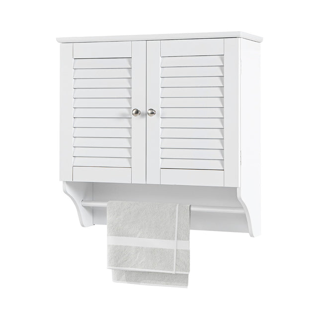 Bathroom Medicine Cabinet with Height Adjustable Shelf and Towels Bar