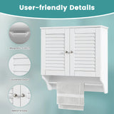 Bathroom Medicine Cabinet with Height Adjustable Shelf and Towels Bar