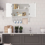 Bathroom Medicine Cabinet with Height Adjustable Shelf and Towels Bar