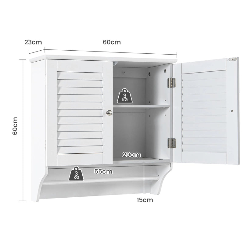 Bathroom Medicine Cabinet with Height Adjustable Shelf and Towels Bar