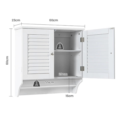Bathroom Medicine Cabinet with Height Adjustable Shelf and Towels Bar