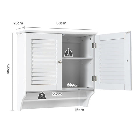 Bathroom Medicine Cabinet with Height Adjustable Shelf and Towels Bar