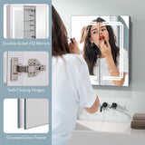 60 x 70 cm Bathroom Medicine Cabinet with LED Lighted, 2 Outlets and Adjustable Storage Shelves