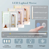 60 x 70 cm Bathroom Medicine Cabinet with LED Lighted, 2 Outlets and Adjustable Storage Shelves
