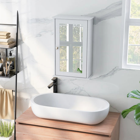 Bathroom Medicine Cabinet with Mirror and Adjustable Shelf-White