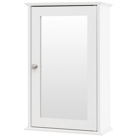Bathroom Medicine Cabinet with Mirror and Adjustable Shelf-White