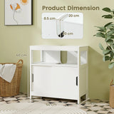 Pedestal Sink Storage Cabinet with 2 Sliding Doors and U-shaped Cut-out-White