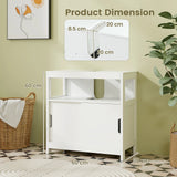 Pedestal Sink Storage Cabinet with 2 Sliding Doors and U-shaped Cut-out-White