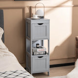 Wooden Bathroom Floor Cabinet with Removable Drawers-Gray