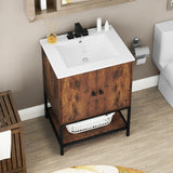 Bathroom Vanity Unit with Basin and Ceramic Sink-Brown