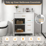 76CM 2-Tier Bathroom Vanity with Sink and Adjustable Shelve-White