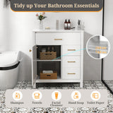 76CM 2-Tier Bathroom Vanity with Sink and Adjustable Shelve-White