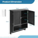2-Doors Bathroom Wall-Mounted Medicine Cabinet with Towel Bar-Black