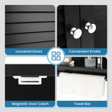 2-Doors Bathroom Wall-Mounted Medicine Cabinet with Towel Bar-Black
