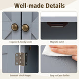 Bathroom Wall Cabinet with Double Door and Open Shelf and Towel Rack-Grey